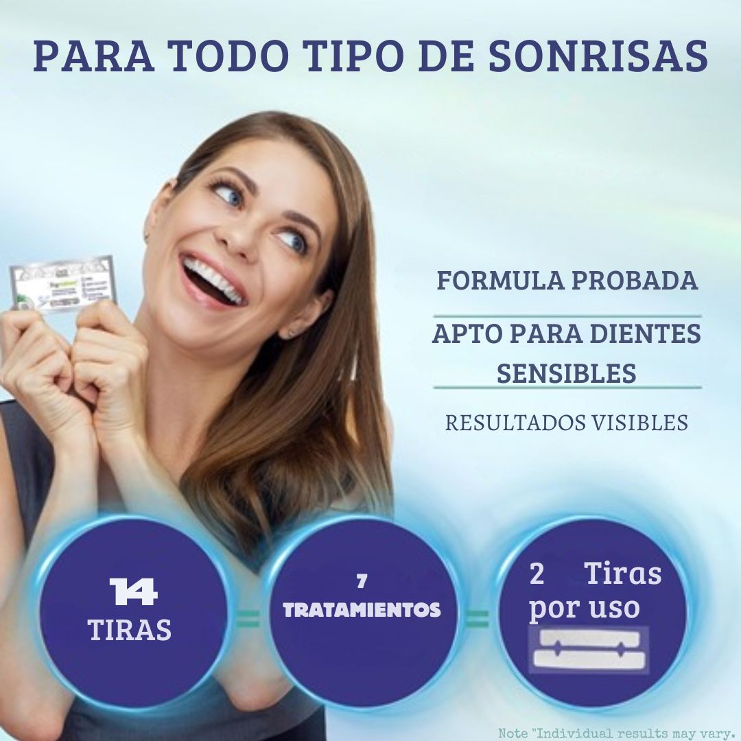 Tiras blanqueadoras dentales GuruNanda® 7 tratamientos en 14 tiras Con 60% Descuento🔥