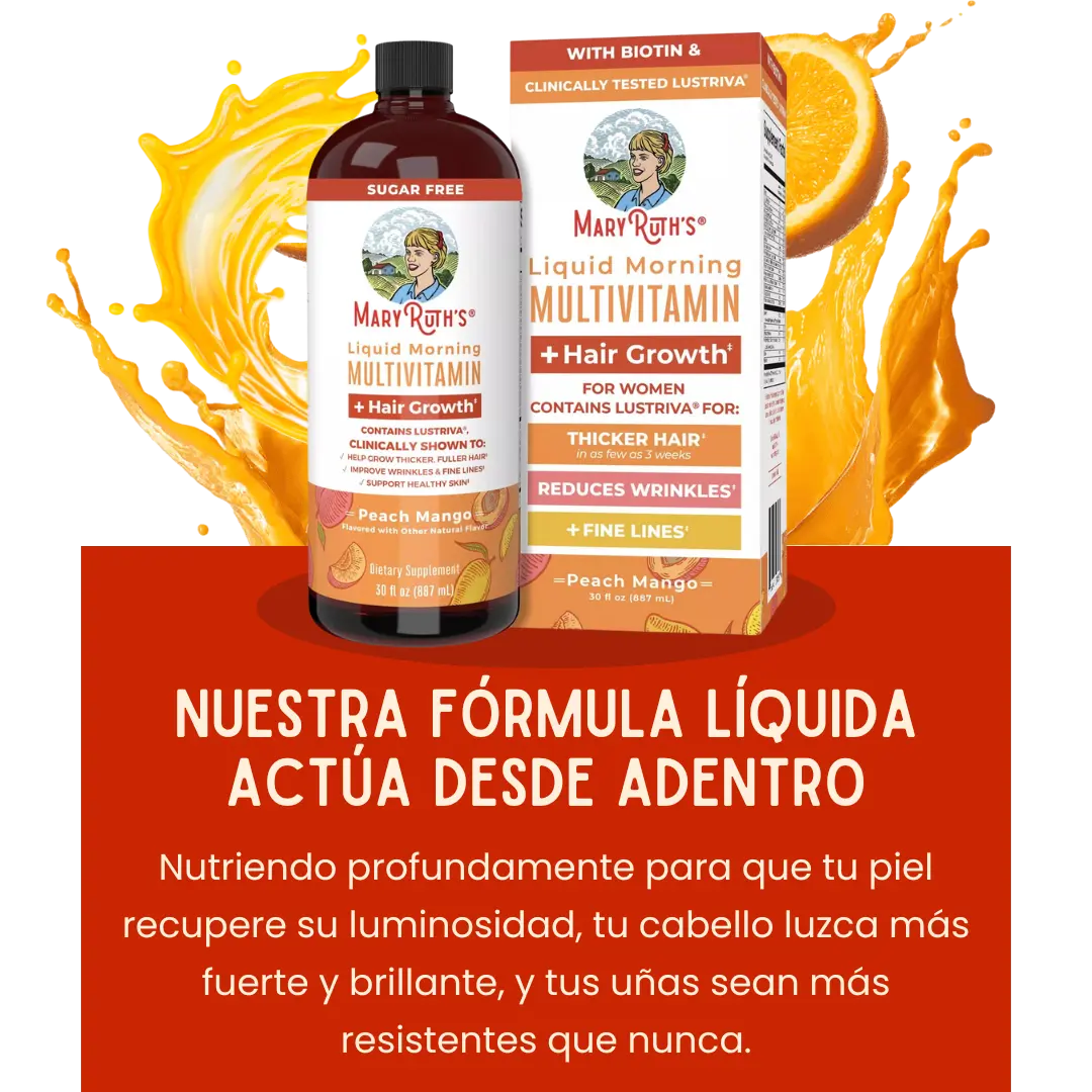 Multivitamínico y Crecimiento del cabello líquido de mango y durazno de MaryRuth® Con 60% Descuento🔥