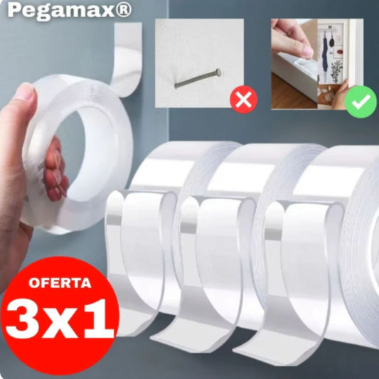 PEGAMAX™  Cinta Adhesiva Doble Cara Reutilizable –  OFERTA 3x1 🤩