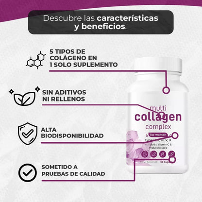 Colágeno 5X: Fórmula Avanzada para Piel Joven, Cabello Saludable y Articulaciones Fuertes – 240 Cápsulas de Alta Absorción Con 60% Descuento🔥