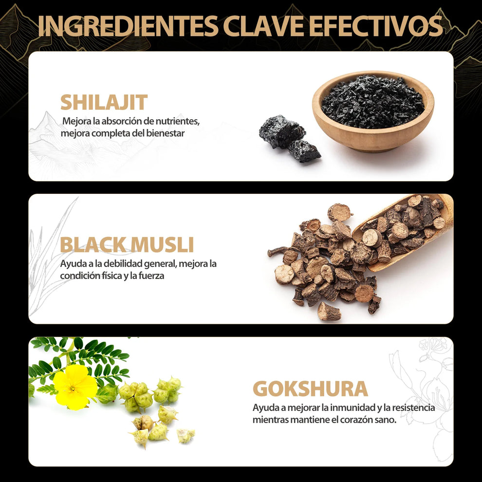 Gomas de Shilajit Gold x60: Suplemento natural para potenciar tu vitalidad y confianza masculina 💪🔥