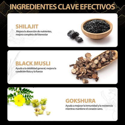 Gomas de Shilajit Gold x60: Suplemento natural para potenciar tu vitalidad y confianza masculina 💪🔥