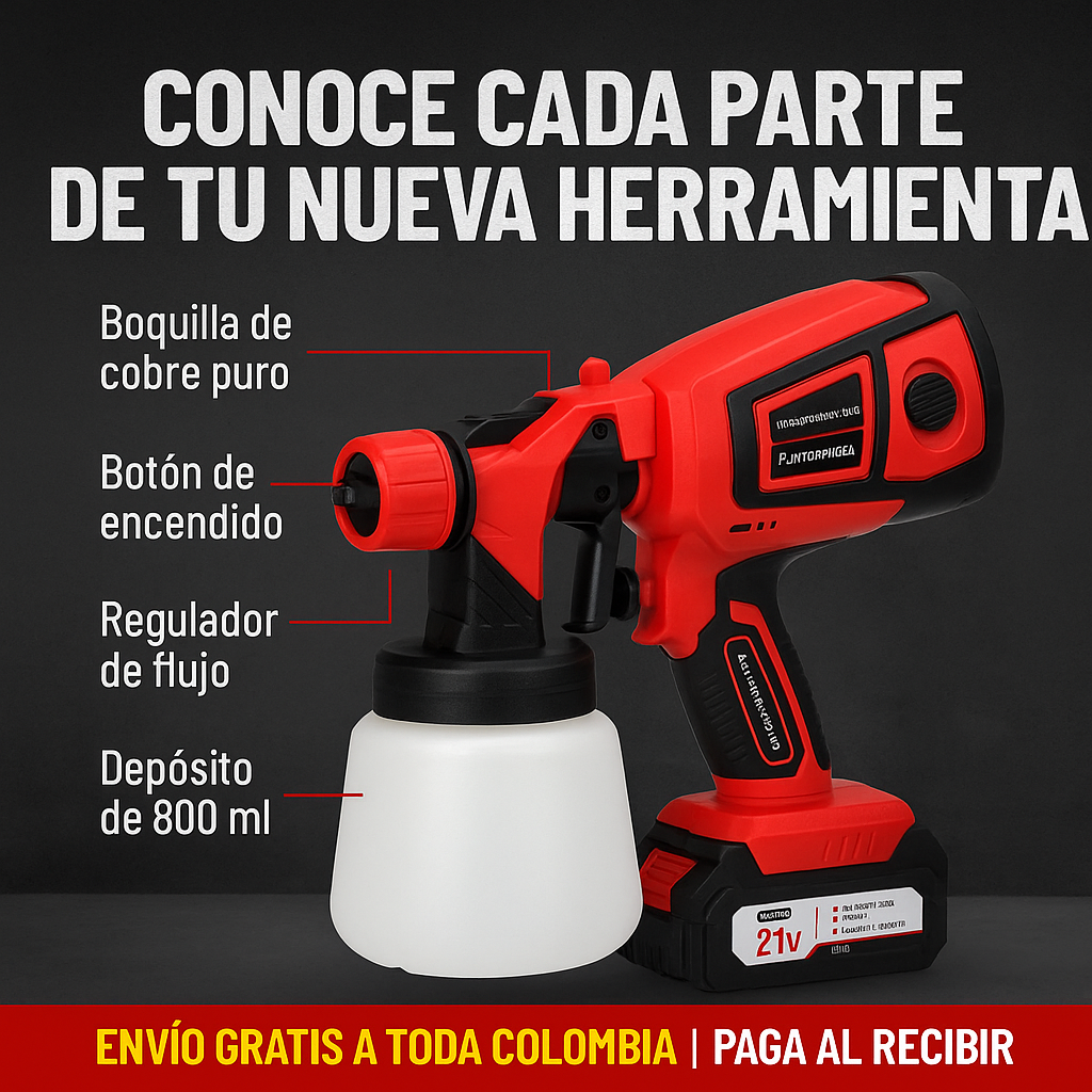 Pistola De Pintura Inalámbrica Con Batería incluida🔥 Oferta 60% Descuento🔥