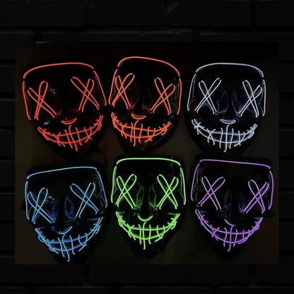 Máscara LED La Purga de Halloween con Luces de Colores | Luz LED y Terror