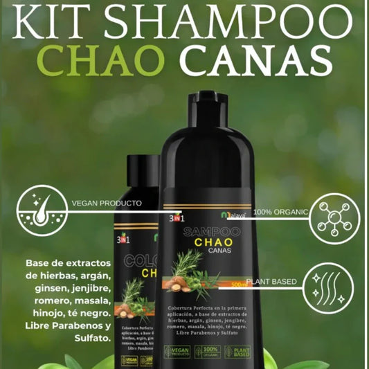 Kit Shampoo Chao Canas + Tratamiento Gratis  VERSION MEJORADA 🎁2 KITS AL PRECIO DE 1🎁