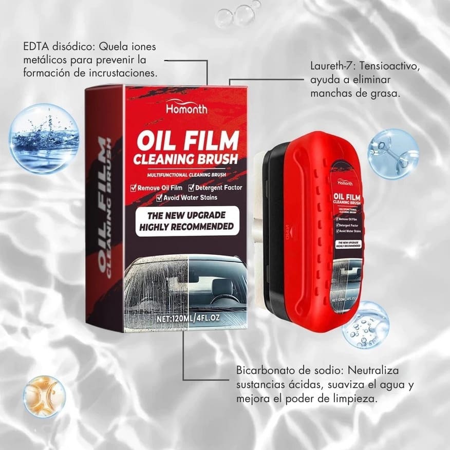 Oil Film Cleaning Brush® Cepillo-Antiempañado y limpieza -Visión clara para una conducción más segura OFERTA 2X1