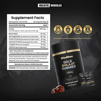 Gomas de Shilajit Gold x60: Suplemento natural para potenciar tu vitalidad y confianza masculina 💪🔥