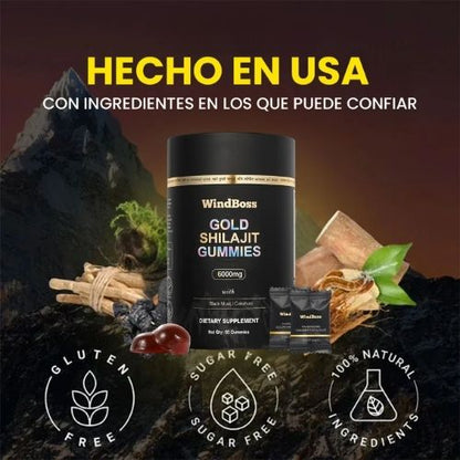 Gomas de Shilajit Gold x60: Suplemento natural para potenciar tu vitalidad y confianza masculina 💪🔥
