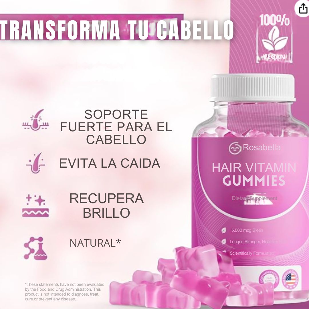 Gomitas Anti-Caída de Cabello QQZOFG® Con 60% Descuento🔥+ Multivitamínico Para crecimiento Gratis🎁