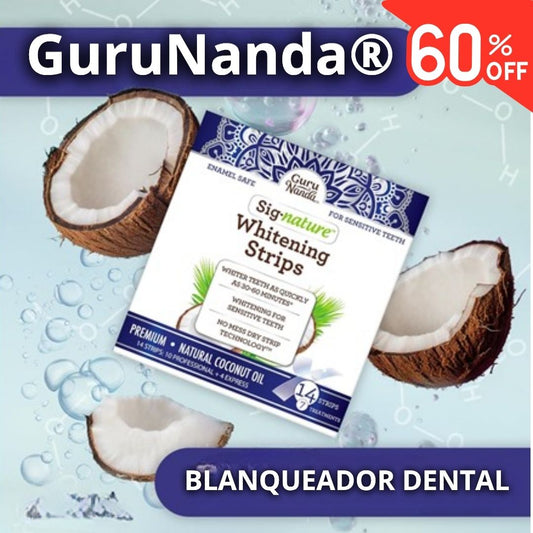 Tiras blanqueadoras dentales GuruNanda® 7 tratamientos en 14 tiras Con 60% Descuento🔥