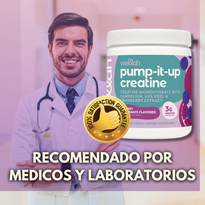 WELLAH® Pump-It-Up Creatine  Impulsa Tu Fuerza y Crecimiento Muscular  Sabor Arandano y Granada🔥