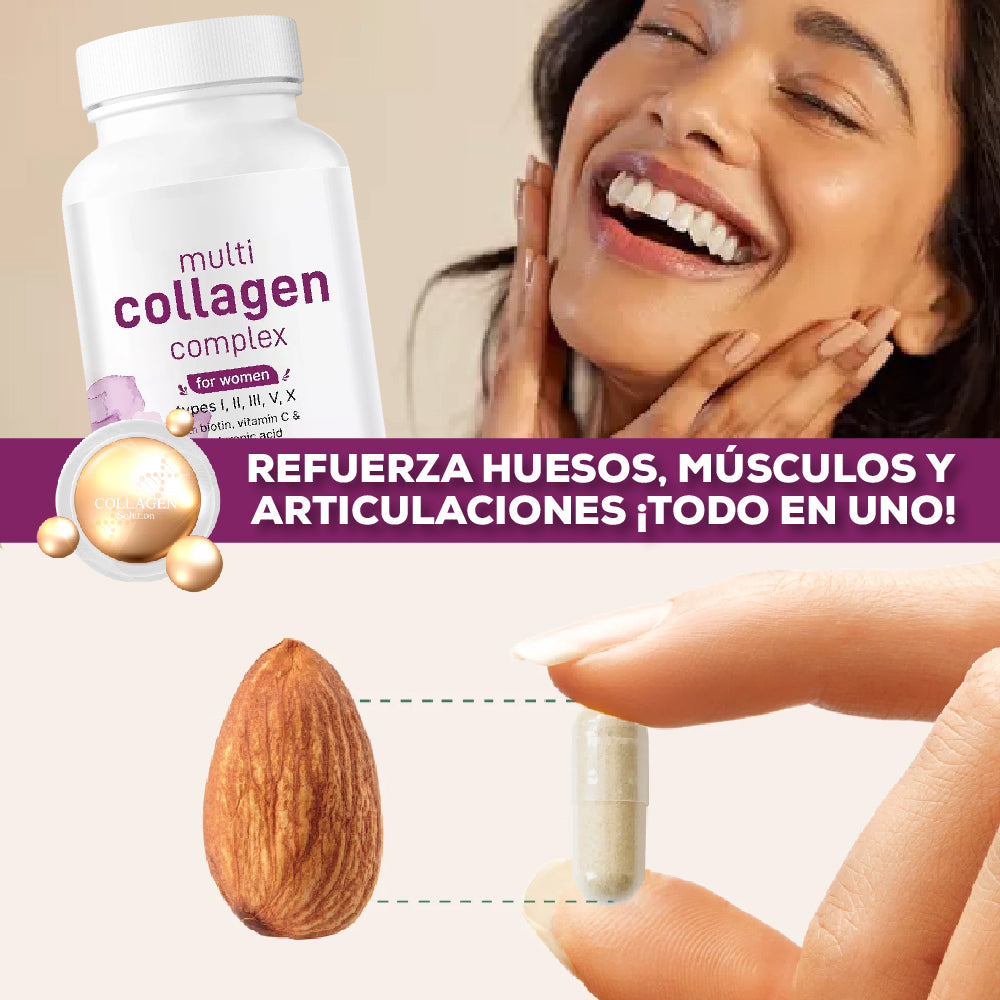 Colágeno 5X: Fórmula Avanzada para Piel Joven, Cabello Saludable y Articulaciones Fuertes – 240 Cápsulas de Alta Absorción Con 60% Descuento🔥