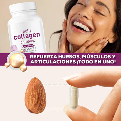 Colágeno 5X: Fórmula Avanzada para Piel Joven, Cabello Saludable y Articulaciones Fuertes – 240 Cápsulas de Alta Absorción Con 60% Descuento🔥