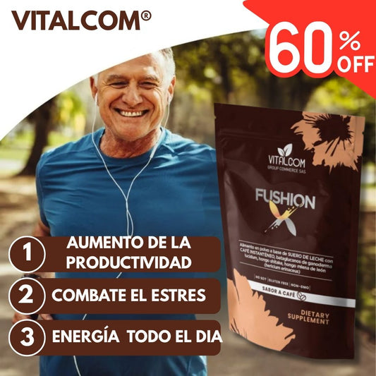 VITALCOM® Fushion La Solución Natural para Energía Imparable Durante Todo el Día Con 60% Descuento🔥