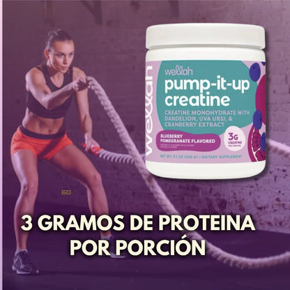 WELLAH® Pump-It-Up Creatine  Impulsa Tu Fuerza y Crecimiento Muscular  Sabor Arandano y Granada🔥