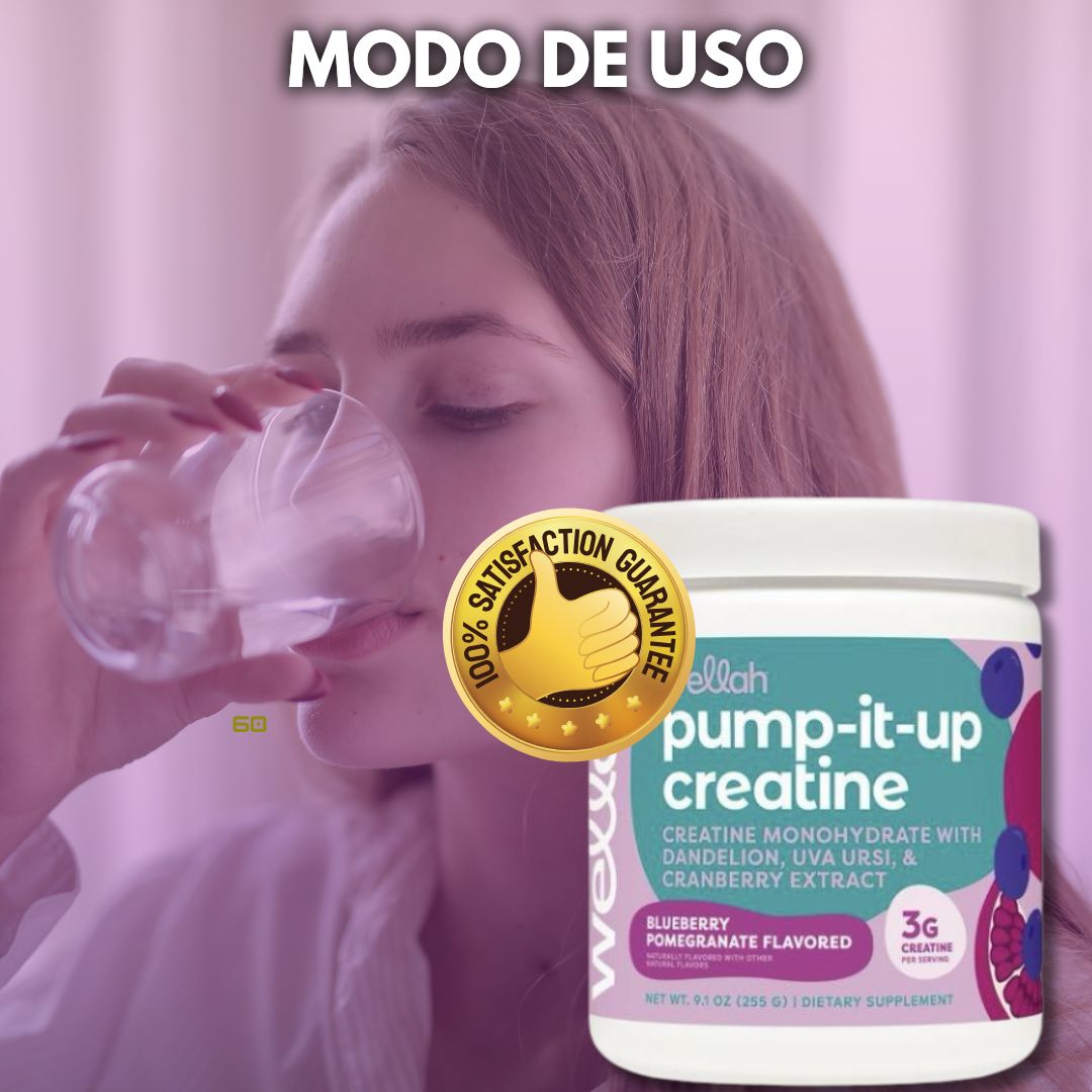WELLAH® Pump-It-Up Creatine  Impulsa Tu Fuerza y Crecimiento Muscular  Sabor Arandano y Granada🔥