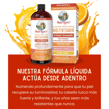 Multivitamínico y Crecimiento del cabello líquido de mango y durazno de MaryRuth® Con 60% Descuento🔥