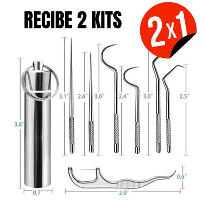 Set Juego de palillos de dientes de acero inoxidable CleanDentPro® Súper Oferta 2x1🔥