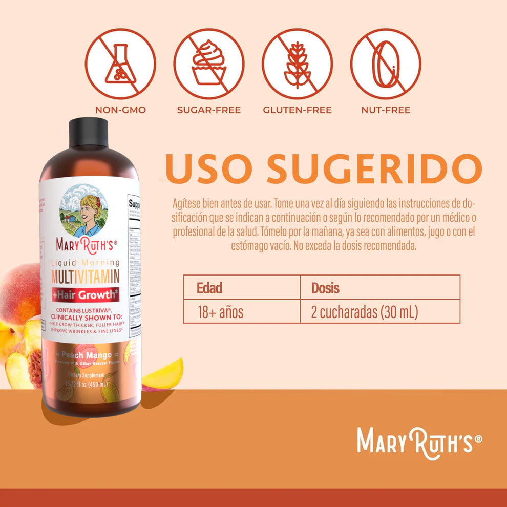MaryRuth’s Multivitamínico Líquido Sabor Mango + Gotero de Regalo🎁