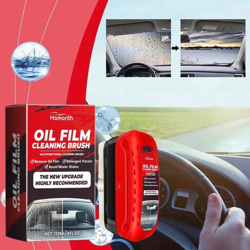 Oil Film Cleaning Brush® Cepillo-Antiempañado y limpieza -Visión clara para una conducción más segura OFERTA 2X1