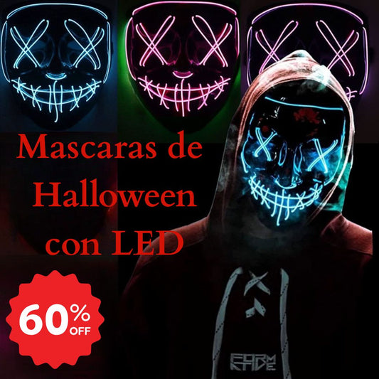 Máscara LED La Purga de Halloween con Luces de Colores | Luz LED y Terror